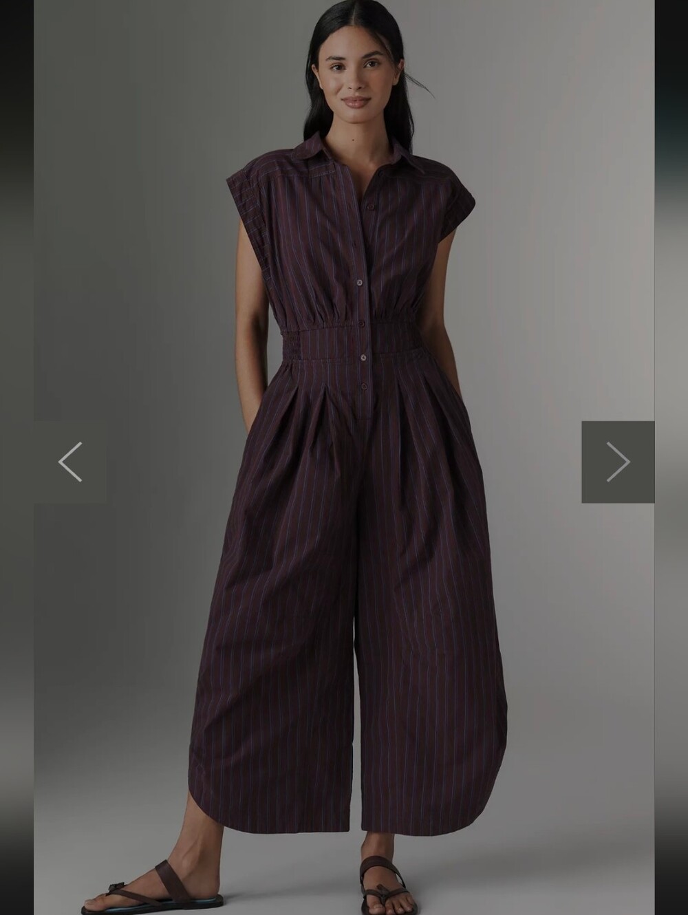 NWT Anthropologie Striped Shirting Parachute Jumpsuit Size Large  Still On Site